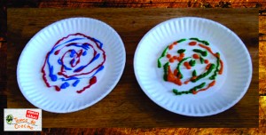 pratos com tintas coloridas
