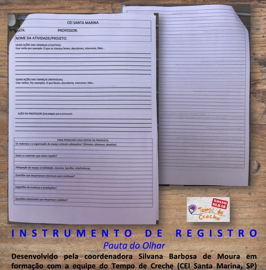 Instrumento de Registro Pauta do olhar CEI Santa Marina