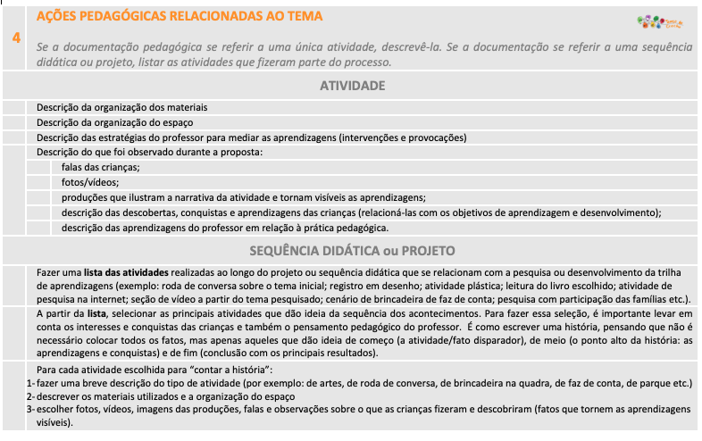 Roteiro para fazer a documentação pedagógica parte 2