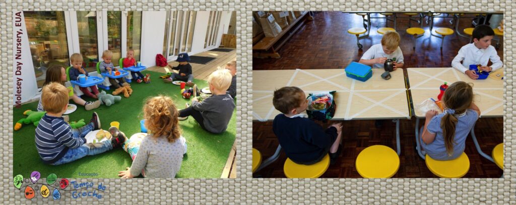 refeições na área externa creche