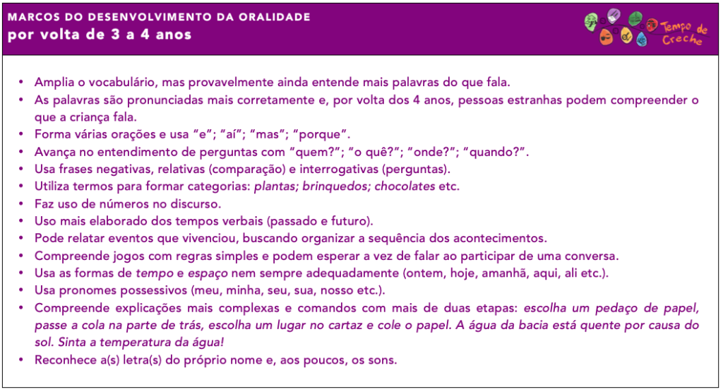 Marcos do desenvolvimento da oralidade 3 e 4 anos