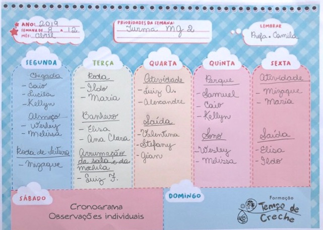 cronograma para observação individual 1