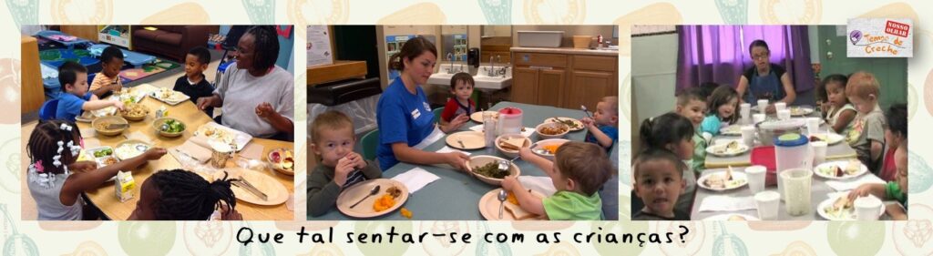 Professor almoca com criancas